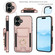 iPhone 16 Plus Elastic Card Bag Ring Holder Phone Case - Rose Gold