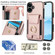 iPhone 16 Plus Elastic Card Bag Ring Holder Phone Case - Rose Gold