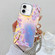 iPhone 16 Plus Electroplating Laser Flower Phone Case with Wrist Strap - Peach Blossom AH4