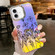 iPhone 16 Plus Electroplating Laser Flower Ring Holder TPU Phone Case - Drawn Flowers AH3
