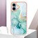 iPhone 16 Plus Electroplating Marble Pattern Dual-side IMD TPU Shockproof Phone Case - Green 003