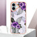 iPhone 16 Plus Electroplating Pattern IMD TPU Shockproof Case - Purple Flower