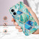 iPhone 16 Plus Electroplating Splicing Marble Flower Pattern Dual-side IMD TPU Shockproof Phone Case - Blue