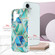 iPhone 16 Plus Electroplating Splicing Marble Flower Pattern Dual-side IMD TPU Shockproof Phone Case - Blue