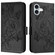 iPhone 16 Plus Embossed Rose RFID Anti-theft Leather Phone Case - Black