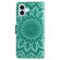 iPhone 16 Plus Embossed Sunflower Pattern Flip Leather Phone Case - Green