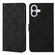 iPhone 16 Plus Ethnic Style Embossed Pattern Leather Phone Case - Black