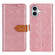 iPhone 16 Plus European Floral Embossed Leather Phone Case - Pink