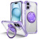 iPhone 16 Plus Gold Shield CD Pattern MagSafe Magnetic Phone Case with Rotating Stand - Transparent Purple