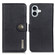 iPhone 16 Plus KHAZNEH Cowhide Texture Horizontal Flip Leather Phone Case - Black