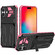 iPhone 16 Plus Kickstand Armor Card Wallet Phone Case - Pink