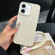 iPhone 16 Plus Leather Texture TPU Full Coverage Phone Case with Lanyard - White