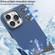 iPhone 16 Plus Leather Textured Fan Hollow Cooling MagSafe Magnetic Phone Case - Blue