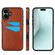 iPhone 16 Plus Litchi Leather Skin Card Slots Phone Case - Brown