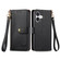 iPhone 16 Plus Love Zipper Lanyard Leather Phone Case - Black