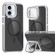 iPhone 16 Plus Magsafe Dual-Color Carbon Fiber Lens Film Phone Case with Lens Fold Holder - Gray