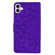 iPhone 16 Plus Mandala Embossed Dual-Fold Calf Leather Phone Case - Purple
