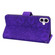 iPhone 16 Plus Mandala Embossed Dual-Fold Calf Leather Phone Case - Purple