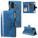 iPhone 16 Plus Multi-Card Totem Zipper Leather Phone Case - Blue