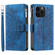 iPhone 16 Plus Multi-Card Totem Zipper Leather Phone Case - Blue
