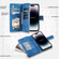 iPhone 16 Plus Multi-Card Totem Zipper Leather Phone Case - Blue