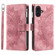 iPhone 16 Plus Multi-Card Totem Zipper Leather Phone Case - Pink