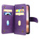 iPhone 16 Plus Multi-Function Wallet 10 Card Slots Leather Phone Case - Violet