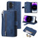 iPhone 16 Plus Nine Card Zipper Bag Leather Phone Case with Lanyard - Blue