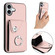 iPhone 16 Plus Organ Card Bag Ring Holder Phone Case - Pink