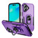 iPhone 16 Plus Pioneer Armor Heavy Duty PC + TPU Phone Case with Holder - Purple+Black