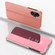 iPhone 16 Plus Plated Mirror Horizontal Flip Leather Phone Case with Holder - Rose Gold