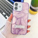 iPhone 16 Plus Plating Glitter Texture Fold Holder TPU Phone Case with Lens Film - Purple Feathers