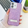 iPhone 16 Plus Plating Glitter Texture Fold Holder TPU Phone Case with Lens Film - Purple Shell Pattern