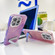 iPhone 16 Plus Plating Glitter Texture Fold Holder TPU Phone Case with Lens Film - Purple Shell Pattern