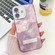 iPhone 16 Plus Plating Glitter Texture Fold Holder TPU Phone Case with Lens Film - Purple Tinfoil Texture iPhone 16 Plus Plating Glitter Texture Fold Holder TPU Phone Case with Lens Film - Purple Tinfoil Texture