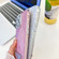 iPhone 16 Plus Plating Glitter Texture Fold Holder TPU Phone Case with Lens Film - White Feathers
