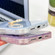 iPhone 16 Plus Plating Glitter Texture Ring Holder TPU Phone Case with Lens Film - Purple Water Ripples