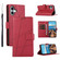 iPhone 16 Plus PU Genuine Leather Texture Embossed Line Phone Case - Red
