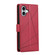 iPhone 16 Plus PU Genuine Leather Texture Embossed Line Phone Case - Red