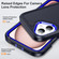 iPhone 16 Plus Rugged PC + Silicone Phone Case with Holder - Dark Blue+Royal Blue
