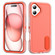 iPhone 16 Plus Rugged PC + Silicone Phone Case with Holder - Transparent+Orange