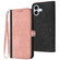 iPhone 16 Plus Side Buckle Double Fold Hand Strap Leather Phone Case - Pink