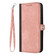 iPhone 16 Plus Side Buckle Double Fold Hand Strap Leather Phone Case - Pink