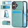 iPhone 16 Plus Solid Color Card Slots Bracket PU Phone Case - Mint Green