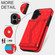 iPhone 16 Plus Splicing Rhombic Texture Card Bag Phone Case with Long Lanyard - Red