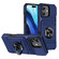 iPhone 16 Plus TPU+PC Shockproof Card Phone Case with Metal Ring Holder - Blue