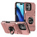 iPhone 16 Plus TPU+PC Shockproof Card Phone Case with Metal Ring Holder - Rose Gold