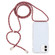 iPhone 16 Plus Transparent Acrylic Airbag Shockproof Phone Protective Case with Lanyard - Red Apricot Grey Rough Grain