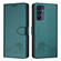 Samsung Galaxy A16 5G Cat Rat Embossed Pattern RFID Leather Phone Case with Lanyard - Peacock Green