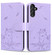 Samsung Galaxy A16 5G Cute Cat Embossed Leather Phone Case - Purple